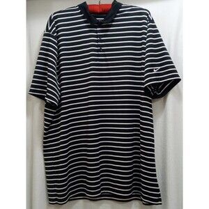 Nike Golf Dri-Fit Polo Shirt Men’s Large Black White Striped Short Sleeve LNC!